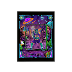 Hobo Lax The Tendy lacrosse poster featuring goalie in crease surrounded by psychedelic cosmic frame with aliens