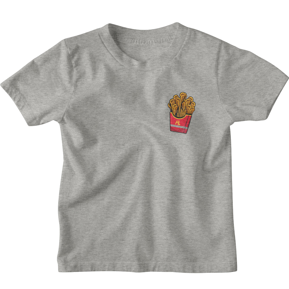 Hobo Lax Always Salty youth lacrosse t-shirt in sand color featuring lacrosse stick fries graphic