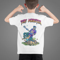 Turf monster lacrosse t-shirt in white back kid