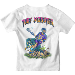 Turf monster lacrosse t-shirt in white back